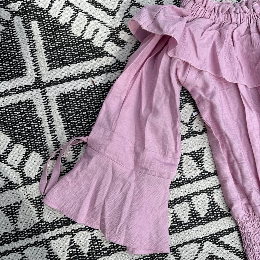 Emily Designs Pink Ruffled Tie Front Blouse - Picture 4 of 6